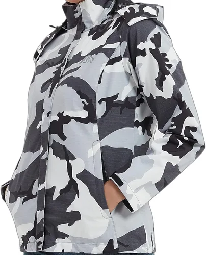 Vista 5 de OTU Chaqueta impermeable para mujer, ligera, impermeable con capucha para senderismo, viajes al exterior.