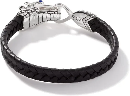 Vista 3 de John Hardy - Pulsera de plata de ley "Legends Naga" y 0.394in de cuero negro trenzado