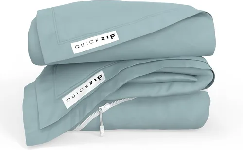 Vista 21 de QuickZip Paquete de Repuesto Fitted Plus: 1 Sábana Bajera (Base + Sábana con Cremallera) y 1 Sábana con Cremallera - Fácil de Cambiar, No se Sale
