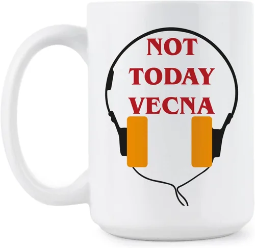 Vista 4 de We Got Good Taza de café con auriculares Not Today Vecna