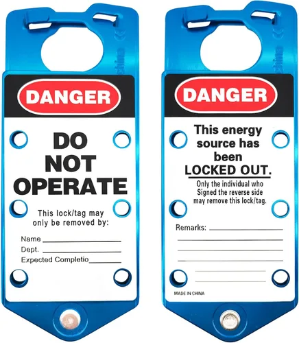 Vista 3 de Lockout Tagout Hasp 5 Pack 6 Agujero Diseño Seguridad Hebilla de Aluminio Bloqueo Azul