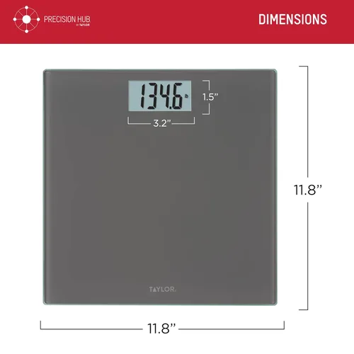 Vista 3 de Taylor Digtal - Básculas para peso corporal, capacidad altamente precisa de 400 libras, escala de encendido y apagado automático, 11.8 x 11.8 Gris