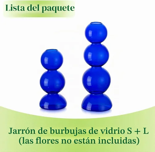Vista 7 de Jarrones de Burbujas de Vidrio para Flores, Hewory 2 piezas Jarrones Únicos Azules Lindos para Flores Individuales para Centros de Mesa, Jarrón