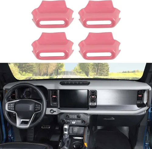 Vista 15 de Jimen Compatible con Ford Bronco 2021-2023, 4 piezas de cubierta de botón de ajuste de ventilación de aire de consola central (azul)