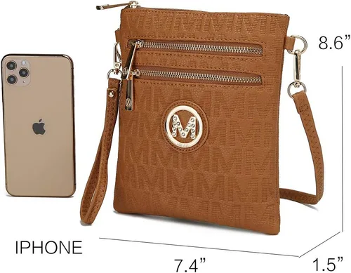 Vista 4 de MKF - Bolsos cruzados para mujer, correa de muñeca, bolso de hombro de piel sintética, bolso cruzado pequeño