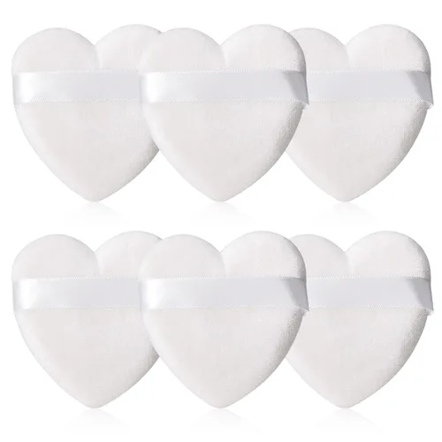 Vista 30 de 12 piezas de polvo en forma de corazón, soplo cosmético para cara, lavable, reutilizable, suave, esponja en polvo, esponja de maquillaje