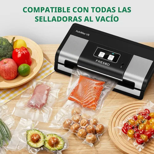 Vista 5 de FRESKO Rollos de bolsas de sellado al vacío 2 paquetes de 11" x 20', Bolsas de grado comercial para sellar una comida para almacenamiento