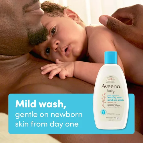 Vista 3 de Aveeno Baby Healthy Start Lavado Nutritivo para Recién Nacidos, Gel de Baño Hipoalergénico para Bebé, Avena Prebiótica, Limpia Suavemente la Piel