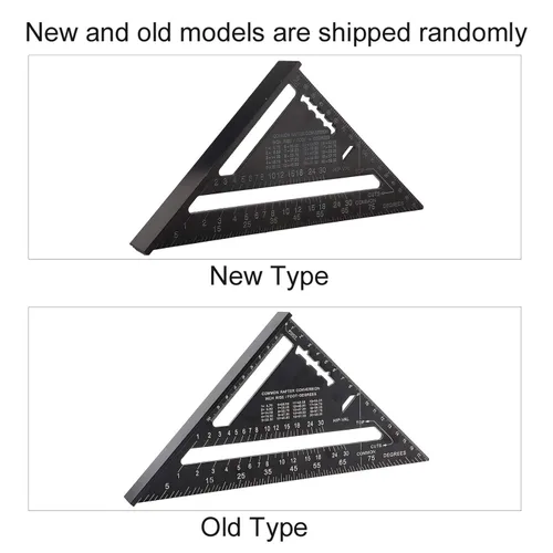 Vista 9 de Transportador de ángulo triangular de aleación de aluminio, herramienta de diseño de 7 pulgadas, herramienta de regla métrica de medición de diseño