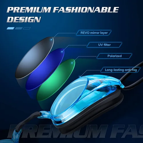Vista 2 de Portzon Dynamics - Gafas de natación antiniebla, transparentes, sin fugas, para adultos, hombres y mujeres, color azul