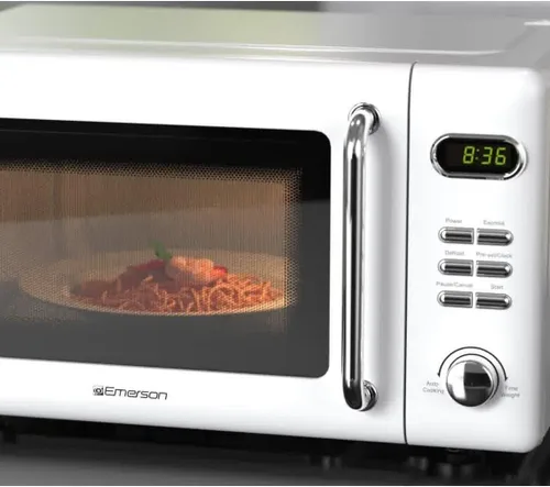 Vista 8 de Emerson MWR7020W - Horno microondas compacto para encimera con control de botón, pantalla LED, 700 W, 5 niveles de potencia, 8 menús automáticos