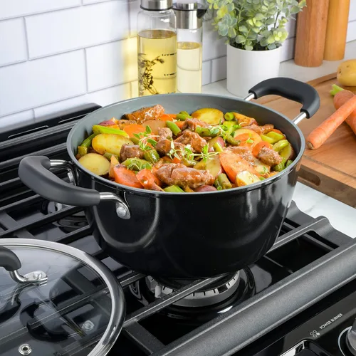 Vista 2 de Kenmore Arlington - Horno holandés de aluminio de 4,5 cuartos de galón con tapa y diamante negro