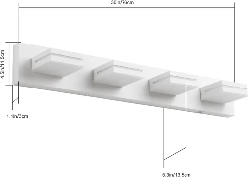 Vista 7 de SineRise - Lámparas LED modernas para tocador de baño (4 luces, 30 pulgadas) (5CCT, regulables), lámparas modernas de pared para baño de acrílico