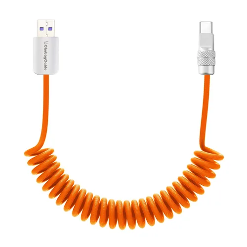 Vista 18 de chubbycable Curly Chubby - Cable de carga rápida USB C en espiral de 240 W, cable de carga retráctil trenzado duradero para automóvil compatible