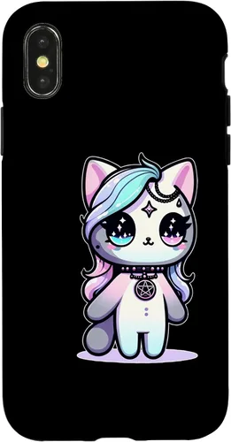 Vista 4 de Funda estética oculta espeluznante para iPhone 15 Kawaii Pastel Cat Ouija