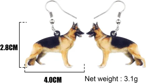 Vista 5 de DUOWEI German Shepherd Dog Earrings Acrylic Pets Drop Dangle Jewelry Party Birthday Gifts for Women Teen Girls Kids