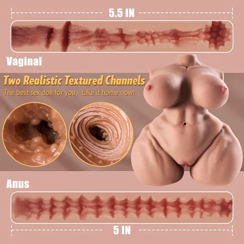 Vista 4 de Muñeca sexual de tamaño real de 12 libras, masturbador masculino, juguete sexual para adultos con vagina de bolsillo realista, canales anales