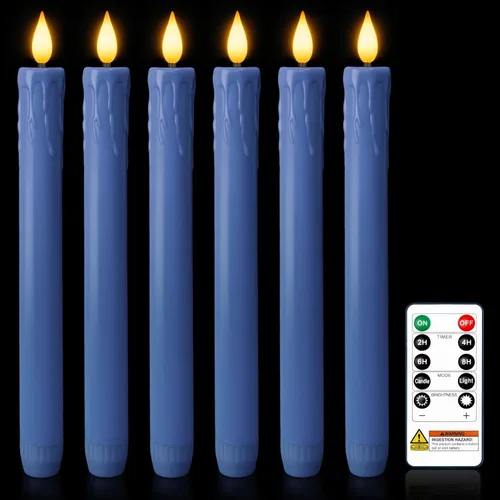 Vista 16 de Homemory 6 velas cónicas cerosas sin llama con control remoto, velas parpadeantes que funcionan con pilas, velas falsas LED altas para el hogar