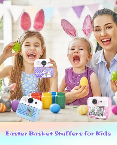 Vista 2 de Cámara de impresión instantánea, regalos de cumpleaños para niños y niñas, cámara de video digital HD 1080P para niños, juguetes para niñas de 4 a