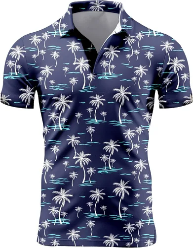 Vista 142 de Camisa de golf de los años 80 para hombre, ajuste seco, manga corta, estampada, divertidas, camisas de golf de los años 90 para hombre
