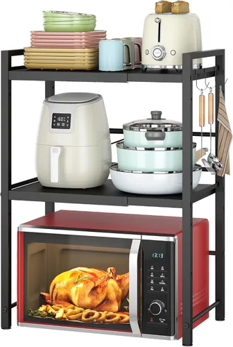 Vista 13 de DOLALIKE Estante para horno de microondas, soporte expandible para microondas, organizador de encimera de cocina, almacenamiento de utensilios