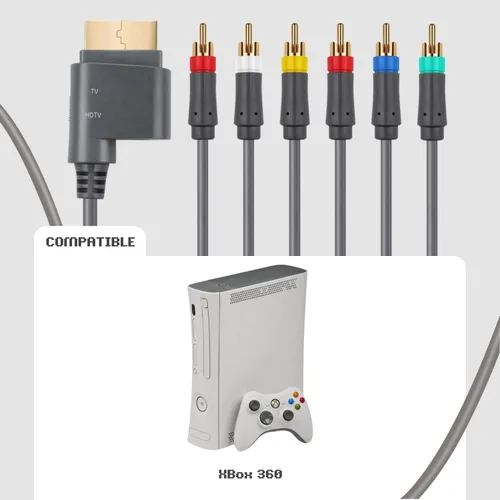 Vista 4 de TNP - Cable compuesto de componente AV Xbox 360 de alta calidad HDTV y cable estéreo RCA con salida de audio SPDIF para Microsoft Xbox 360 y Xbox