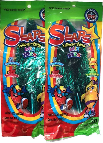Vista 10 de Dulces Pigui - Paletas cachetada sabor tamarindo azul, dulce mexicano (10 paletas)