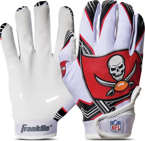 Vista 24 de Franklin Sports - Guantes de receptor de fútbol americano juvenil de la NFL, par de guantes de fútbol para niños con logotipos de equipos de la NFL