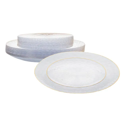 Vista 19 de Restaurantware Moderna - Platos desechables de 7.5 pulgadas, 40 platos de plástico duraderos para fiestas, platos llanos de plástico transparente