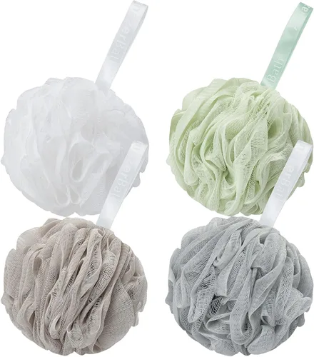 Vista 13 de AmazerBath Esponja de Lufa 60g/Pieza, Esponja Exfoliante de Baño Depuradora Corporal, Juego de Lufa de 4 - Blanco Gris-Rosa-Verde Militar-Verde