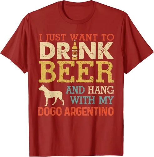 Vista 16 de Dogo Argentino - Camiseta vintage divertida para colgar con perro, Negro