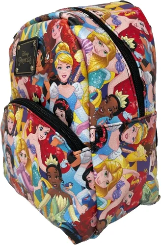 Vista 2 de Disney Princess All Over print 10" Mini Deluxe PU Mochila con 1 bolsillo frontal, Varios colores, Princesa