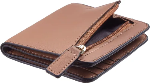 Vista 7 de Gostwo - Cartera compacta de piel genuina de lujo para mujer con bloqueo de RFID y ventana de identificación