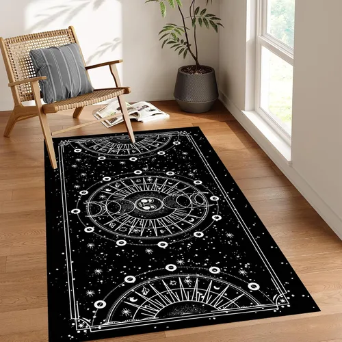 Vista 27 de Alfombra de Sol y Luna Boho Alfombras de Área Celestiales para Dormitorio Residencia Universitaria Sala de Estar Bohemia Oculta Creciente Solar