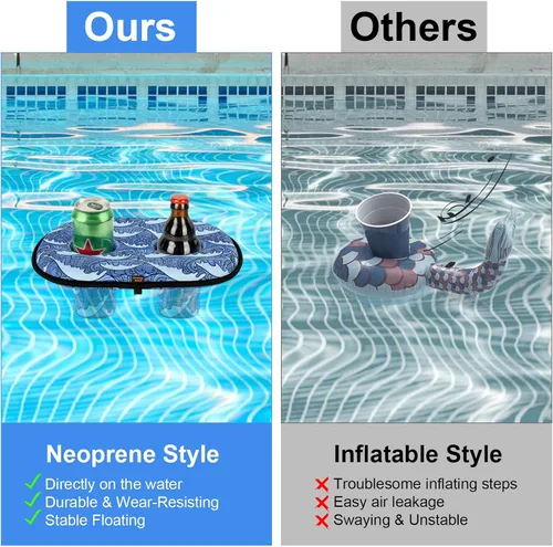 Vista 5 de 2 ranuras de neopreno flotante soporte para bebidas flotadores de bebidas para piscina, piscina, bebida, soporte flotante para cerveza con cuerda