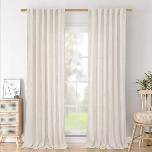 Vista 24 de BGment Cortinas cortas de lino marrón de 36 pulgadas de largo para ventanas, pequeñas cortinas de gasa semitransparentes para cocina, cafetería