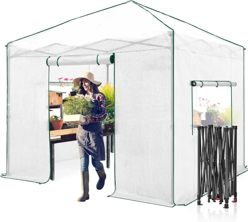 Vista 21 de EAGLE PEAK - Invernadero hexagonal desplegable de 6.6 x 6.6 pies, portátil, para plantas de jardín, para interiores y exteriores, para todo