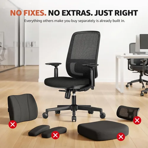 Vista 10 de ErgoSift Silla de oficina M1 ergonómica, sillas de escritorio de oficina de malla para el hogar con soporte lumbar ajustable, cómoda silla