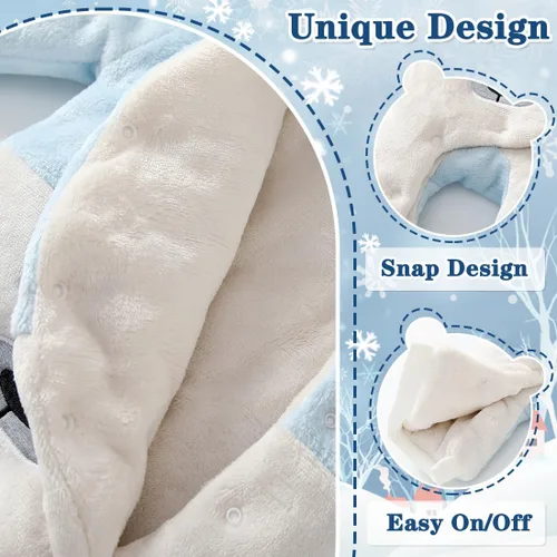 Vista 4 de Fairy Baby Traje de nieve para bebé recién nacido, oso enterizo, abrigo cálido de invierno para niñas y niños de 0 a 18 meses