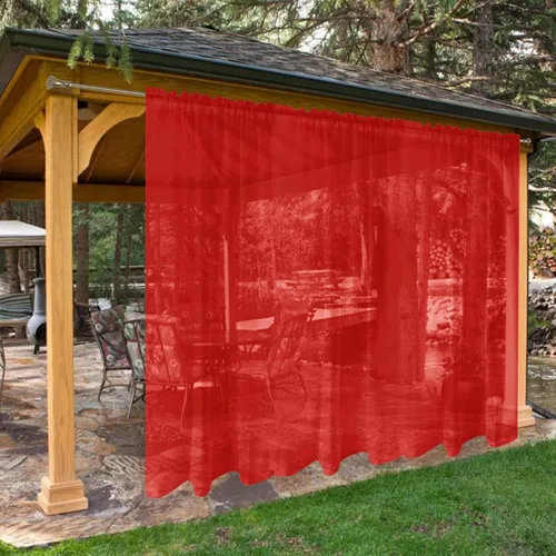 Vista 18 de SpaceDresser - Cortinas transparentes impermeables para exterior para patio - 2 paneles con bolsillo para barra, cortinas de gasa transparentes