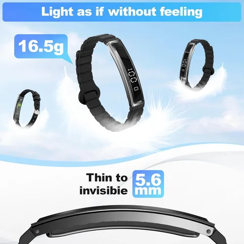 Vista 3 de Pulsera inteligente para mujer, rastreador de actividad de salud, frecuencia cardíaca 24/7, oxígeno en sangre y monitor de estrés, monitor de sueño