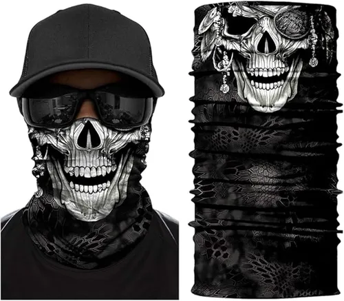 Vista 7 de Máscara facial con polaina para el cuello, bufandas, bandanas Gris (Grey Skull)