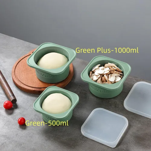Vista 9 de PLUS-1000ml Caja de prueba de masa de pizza para pizza artesanal DIY, contenedores apilables de grado alimenticio de silicona con tapas. Apto