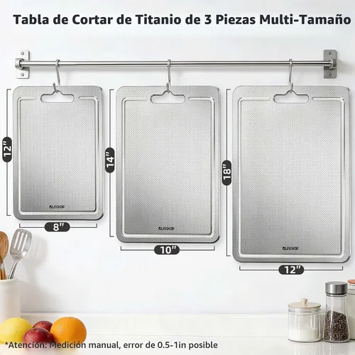 Vista 4 de Juego de tablas de cortar de titanio de 3 piezas para cocina