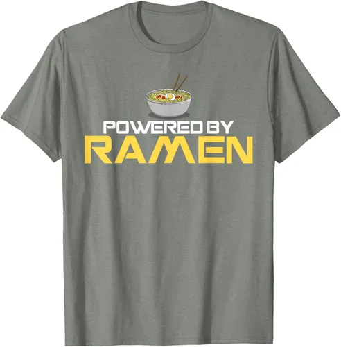 Vista 66 de Camiseta de fideos de anime japoneses Powered By Ramen, Negro, S
