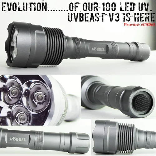 Vista 2 de uvBeast V3 385-395nm Linterna UV de luz negra - LEDs de banda ancha triple mejorados de alta potencia, mejores para uso profesional/comercial