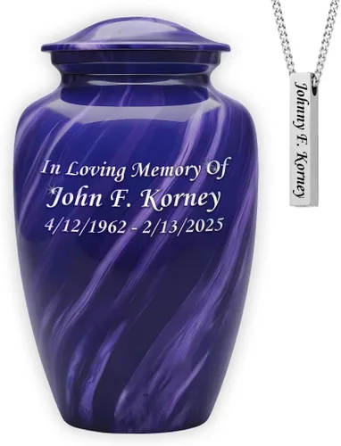 Vista 12 de Set of 6 Cremation Urns for Human Ashes Includes 1 Large Urn with 4 Small Keepsakes & 1 Silver Necklace - Black Marble