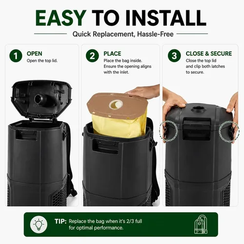 Vista 8 de Paquete de 15 bolsas de vacío con cuello sellado AH10232 para Hoover Commercial MPWR 40 V, mochila inalámbrica, aspiradora CH93619, CH93600 Bolsa