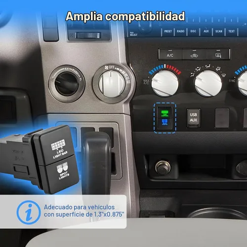 Vista 4 de Wsays Interruptor de Doble Pulsación Barra de Luz LED y Luces Spot Símbolo 12V Retroiluminación Azul y Verde Interruptor de Botón Pulsador