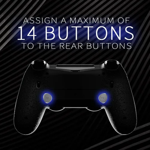 Vista 4 de HEXGAMING NEW SPIKE 2 Back Buttons & Interchangeable Thumbsticks & Triggers Stop Compatible with ps4 Pro Controller with Paddles - Burning Flame Blue